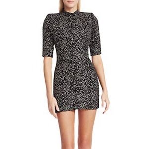NWT Alice + Olivia Inka Strong Shoulder Mockneck Dress Metallic Formal Sz 2